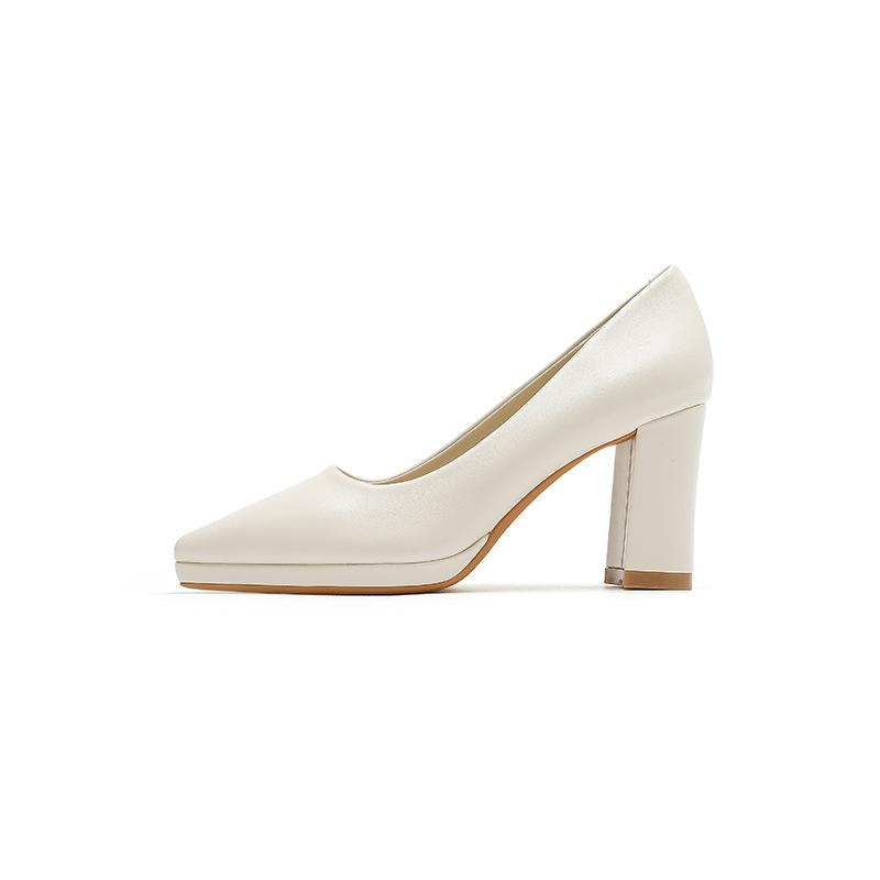 99 French pointed single shoes women's autumn new thick heels high heels women's pedal waterproof table women's shoes