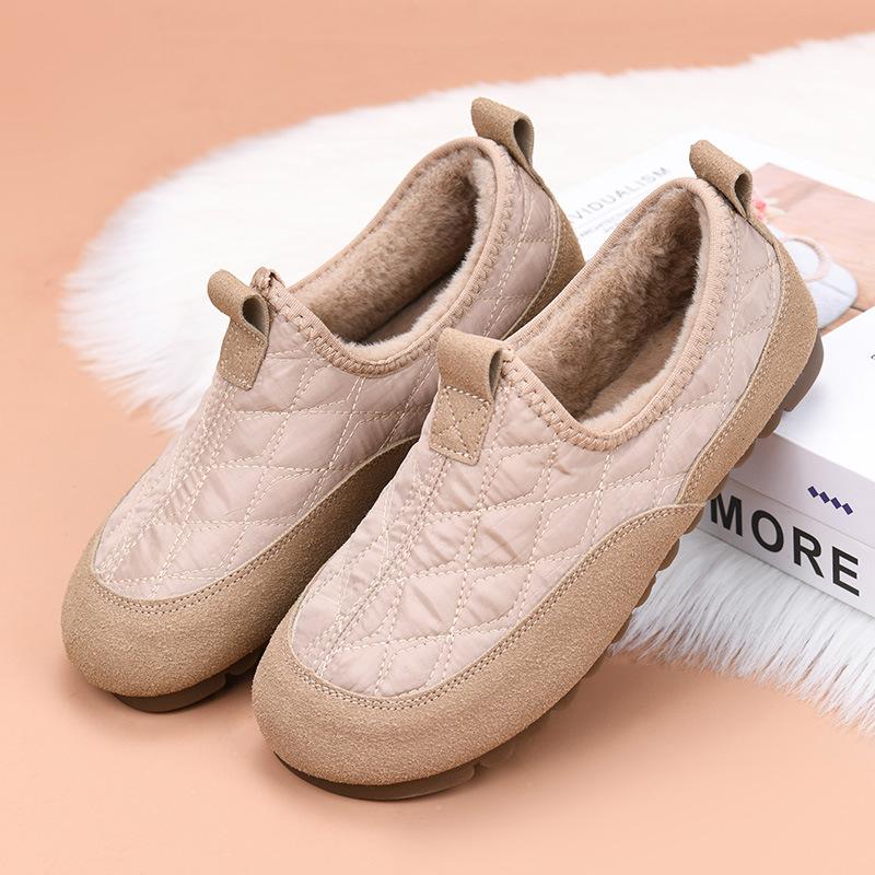 Processing custom old Beijing winter cloth shoes women's velvet soft sole one-pedal cotton shoes casual fashion warm Doudou shoes