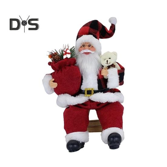 საშობაო სანტა კლაუსის თოჯინა პლუშუს სვიტერი სანტას ჰოლდინგი სასაჩუქრე ჩანთა ფიგურული ნაძვის ხის დეკორი წვეულების წყაროები სახლის ბარის მაგიდის ბუხრისთვის