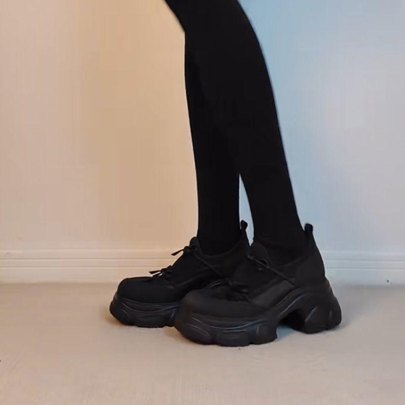 Lightweight Thick Sole Heightening Round Head Thick Heel Loafers Women's 2025 Sweet and Cool Style Versatile One-pedal Casual Sports Shoes