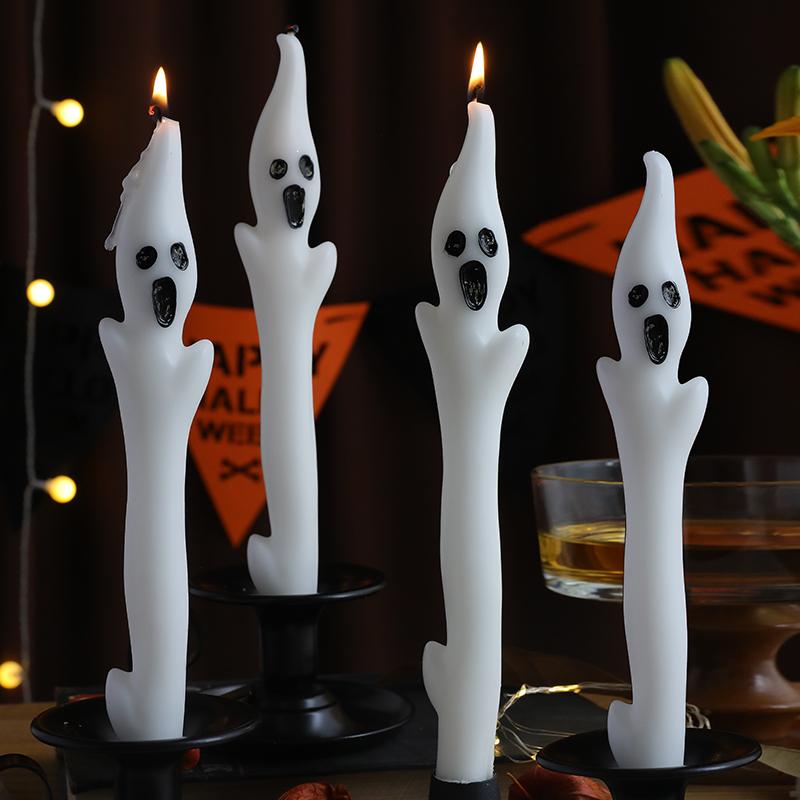 Halloween Ghost Candles Home Decorative Taper Candles Fun Decoration Candles for Spooky Parties Occasions