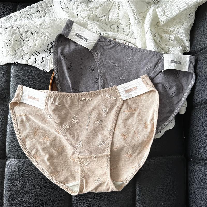 

Женское нижнее белье, эластичные хлопковые трусы с буквенным принтом, милые сексуальные трусы с низкой талией, женские трусики One Size