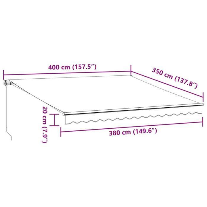 VidaXL Manual Retractable Awning Anthracite and White 400x350 Cm, Awning, Door Awning, Garden Awning, Blind, Awning of 3215808
