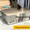 Bandeja de arena abierta de acero inoxidable extragrande para gatos Maine Coon - Antisalpicaduras, Fácil de limpiar