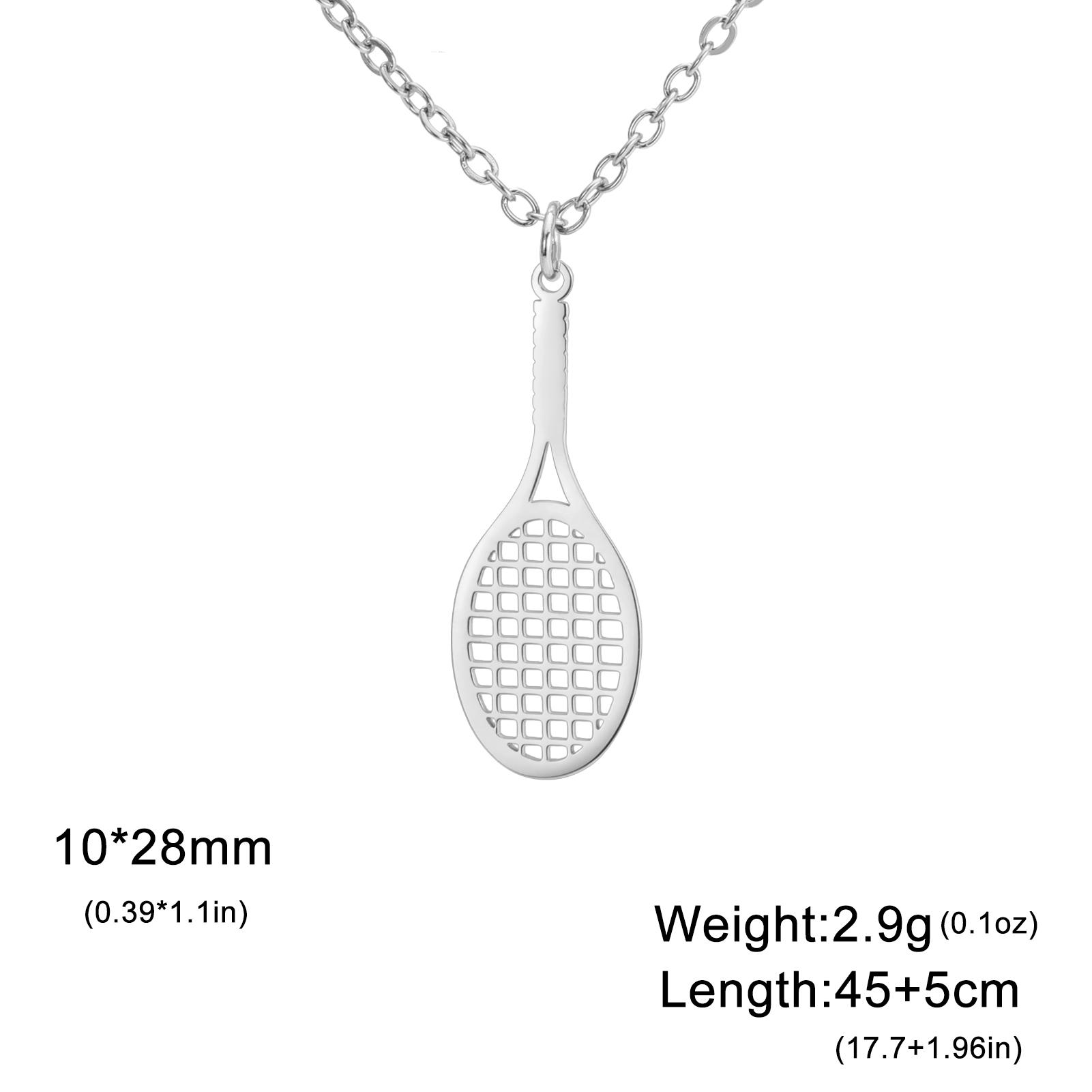 

Teamer Tiny Tennis Racket Pendant Necklace Cool Simple Stainless Steel Sports Choker for Women Men Street Party Jewelry Gift