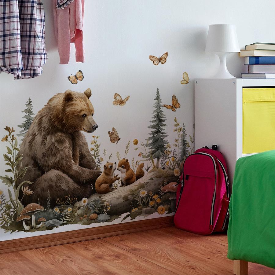 Fairy Tale Animal Wall Sticker for Kindergarten Classroom Removable Cartoon Forest Decor
