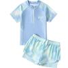 Girls' Summer Two-Piece Swimwear with Sun Protection for Middle and Big Kids