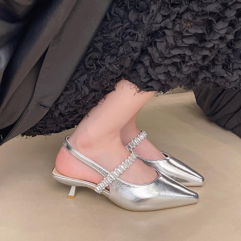Shoes for Women 2026 New Summer Pointed Toe Stiletto Women's Sandals Buckle Strap Fashion Rhinestone Dress Sandals Women