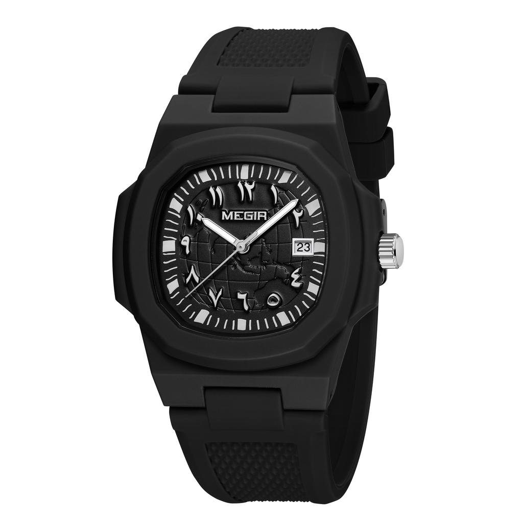 Megir 43MM Irregular Dial Men Watches Quartz Waterproof Sport Casual Wristwatch Clock Date Gifts for Man Montre Homme 8119