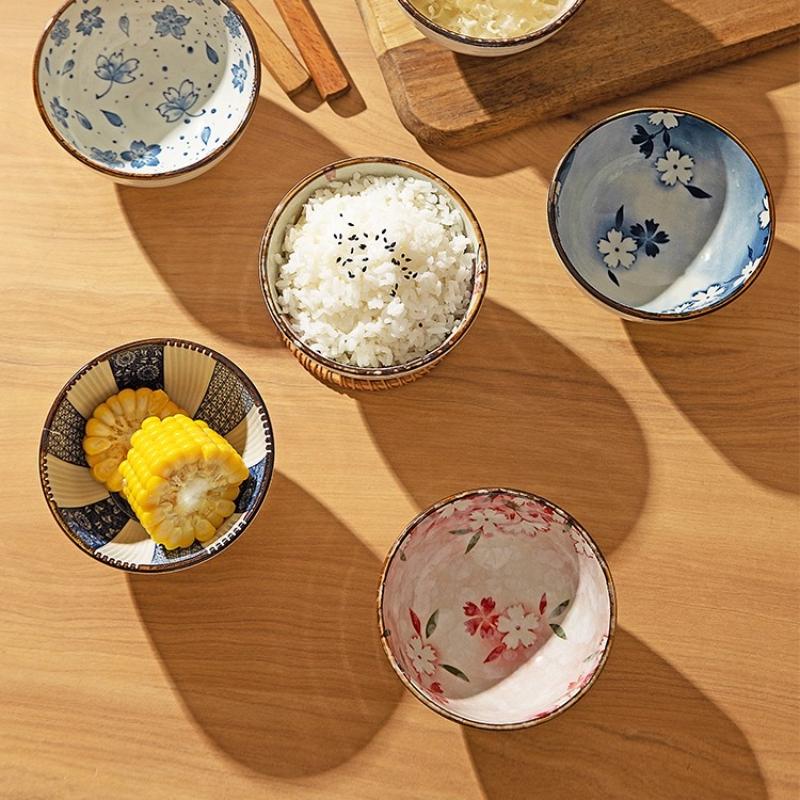 Jap Home Tableware Underglaze Ceramic Rice Bowl Modern One-Person Porcelain Dining Set 2025 New Design for Individual Servings