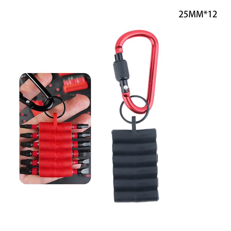 Portable Rubber Screwdriver Bit Holder With Carabiner Keychain Bits Holder Multi Cross Driver Bit Organizer Sleeve Holder