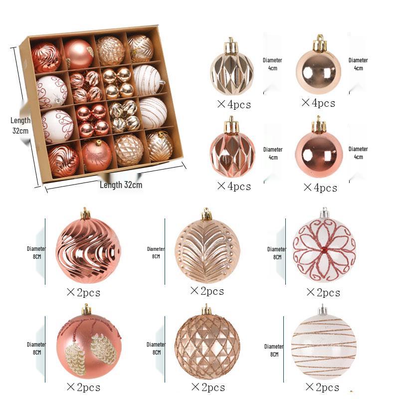 16-Piece Champagne Gold & White Christmas Tree Hanging Ornaments Set