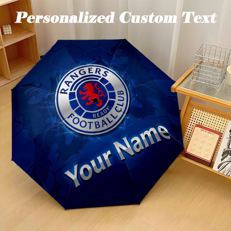 8 Rib Auto Folding Umbrella Rangers FC Print Custom Name Text Portable Rain Gear