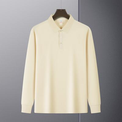 Polo tričko s dlouhým rukávem pro muže, Dlouhý rukáv pro střední věk a mladé lidi, Business casual základní tričko s dlouhým rukávem, Polo tričko
