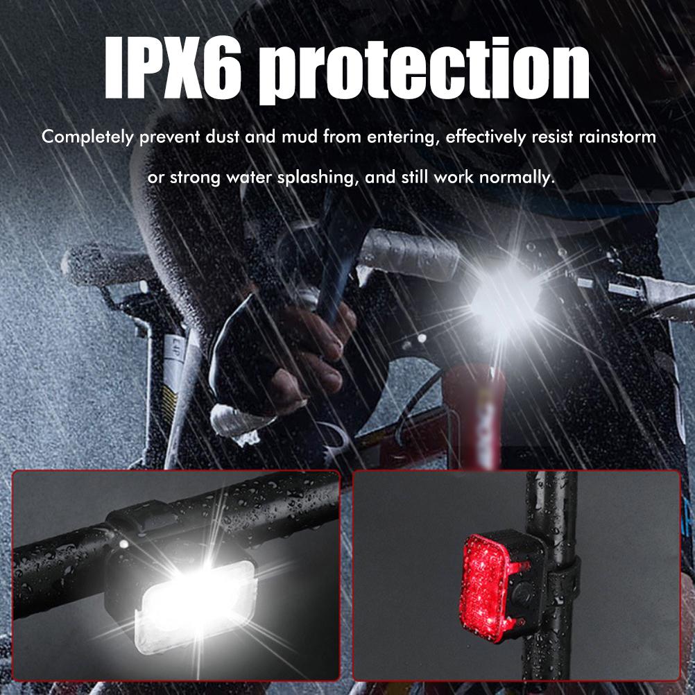 USB Rechargeable Bike Light Set IPX6 Waterproof Bike Front Headlight Rear  Light Outdoor Cycling Safety Flashlight for