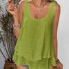 Blusa Laranja Sem Mangas com Barra de Babados e Alças Largas - Disponível em Várias Cores