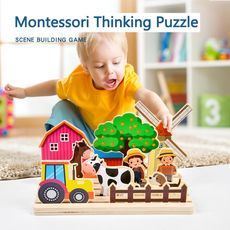 Kids Montessori Logic Thinking Game Scene Puzzles Matching Intellectual Problems Imagination Board Game Children Educational Toy