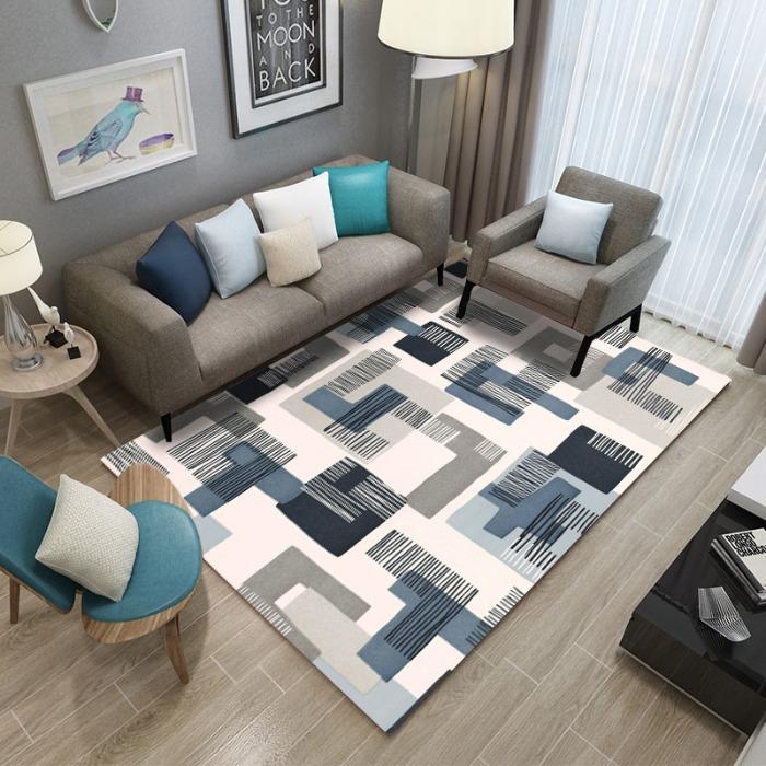 Modern Splicing Living Room Bedroom Bed Carpet Geometric Coffee Table Dressing Room Carpet
