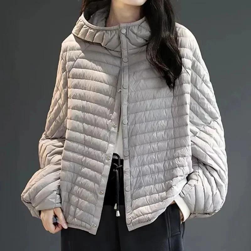 Lightweight Autumn/Winter Jacket Women's Fashion Lightweight Hooded Loose Parker Down Cotton Coat Women's