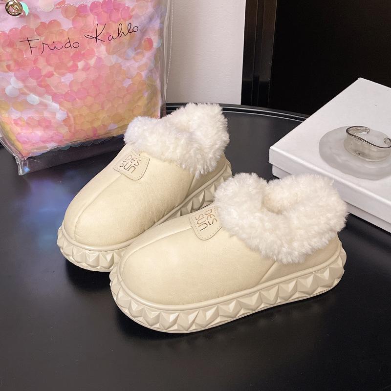 Women's Large Size Soft Sole Winter Warm Fur One Snow Boots Padded Lined Ankle Boots Anti-slip Hiking Casual Sports Cotton Boots