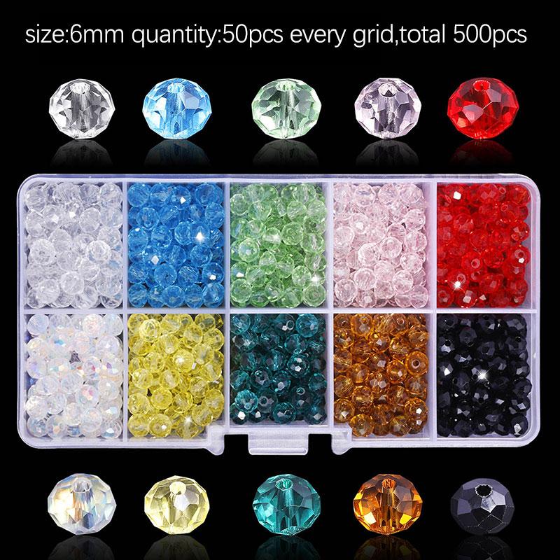 Оптовые Лучшие Продажи 10 Цветов Хрустальные Бусины Круглые Стеклянные Бусины Граненые россыпные бусины С Контейнером Коробкой для изготовления украшений
