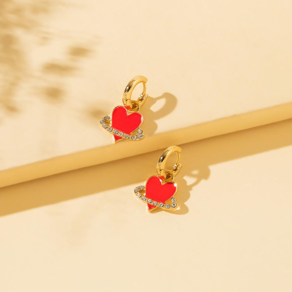 Heart Unique And Planet Alloy Earrings Fashionable Street Style Jewelry