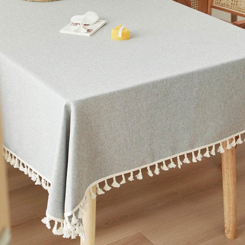 Rectangular Rural Style Textured Tablecloth Oil-proof Table Decoration Table Runner Living Room