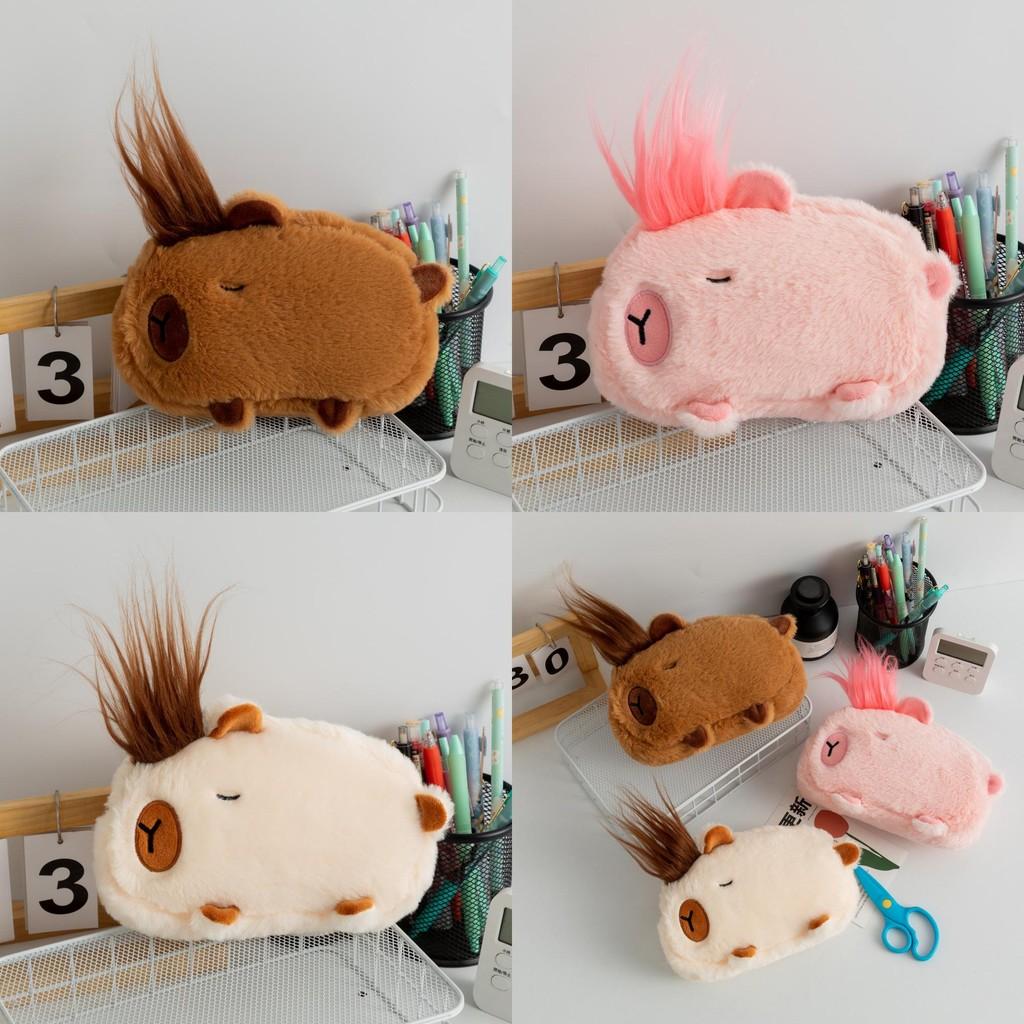 Capybara Plush Hair Pen Pouch With Creative Design For School Supplies And Gift