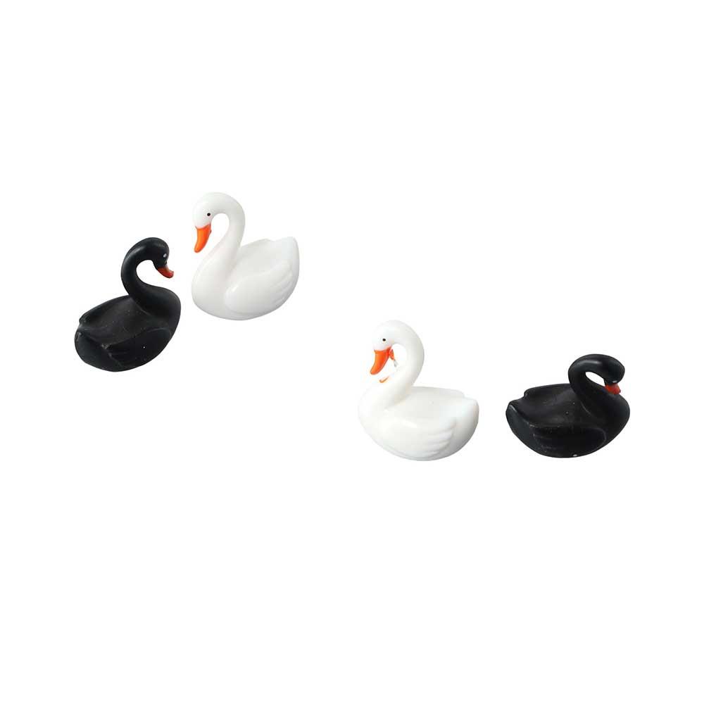 Mini DIY Bonsai Love Ducks Figurine Lover Birds Ornaments Black White Swan Miniature Animals Statue