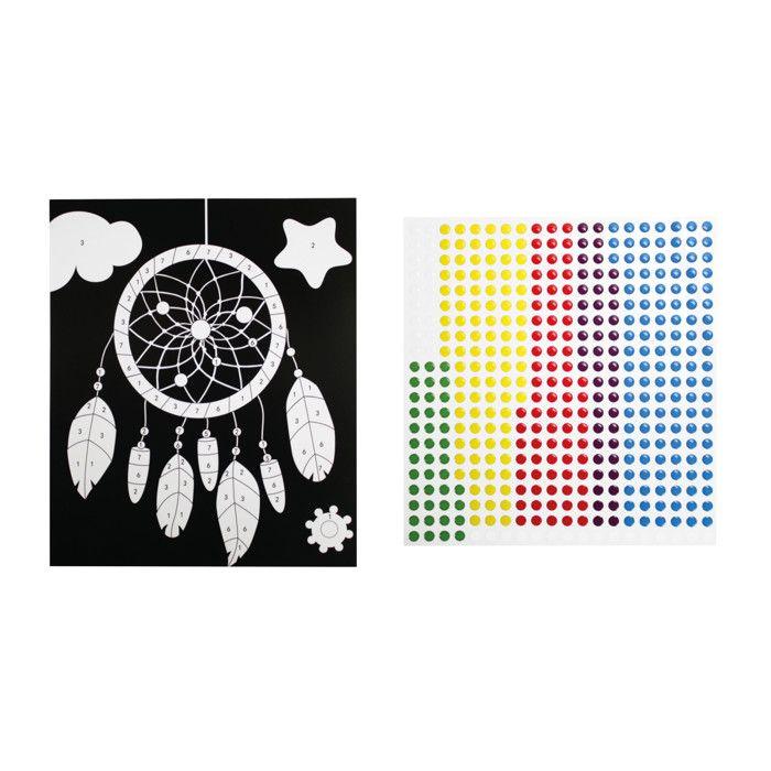 Tableau sticker au numéro avec sticker epoxy attrape-rêves 22x18,5cm