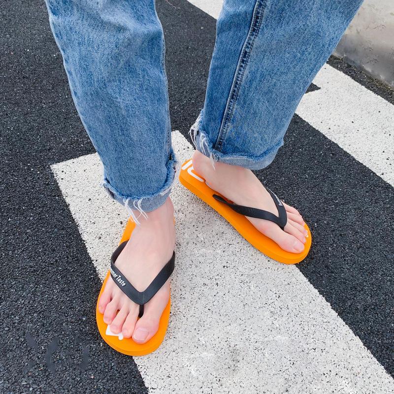Slippers men's summer flip-flops men's non-slip soft bottom student personality leisure beach pinch foot cool slippers