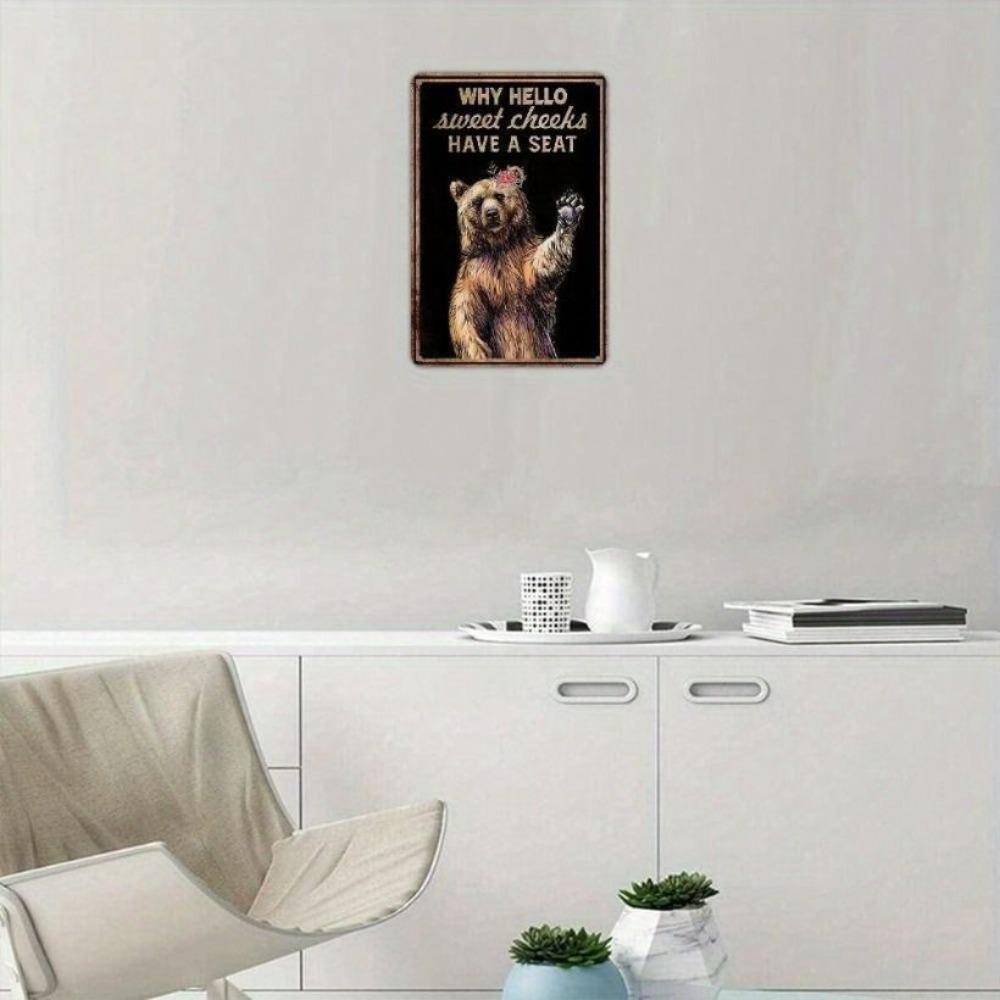 Tin Sign Vintage Bear Wall Art Metal Poster Rustic Home Decor