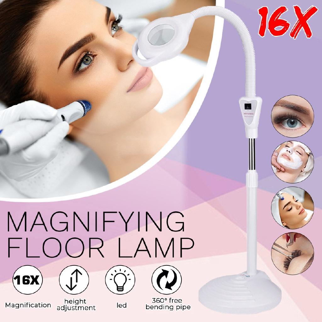 Nail Tattoo New Pro 16X Diopter LED Magnifying Floor Stand Lamp Magnifier Glass Len Facial Light for Beauty Salon