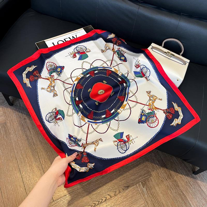 Small square scarf silk scarf women's French spring and autumn summer matching shirt neck protector scarf tulle scarf scarf 71x71
