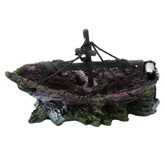 Wreck Sunk Ship Aquarium Ornament Sailing Boat Destroyer Fish Tank Cave Decor