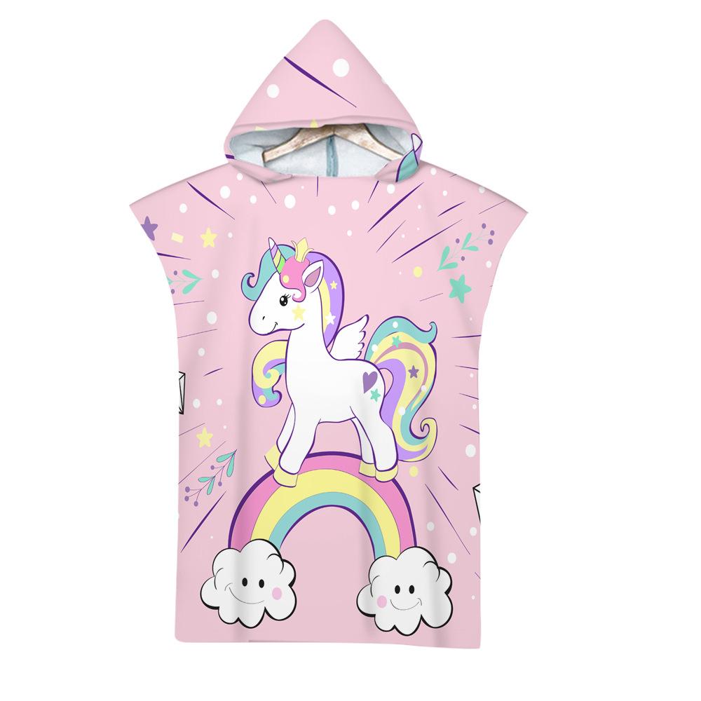 Leaf Microfiber Beach Towel Quick Dry Hooded Cloak Wetsuit Towels Adult Kids Parent-Child Poncho Bathrobe For Swim Surf