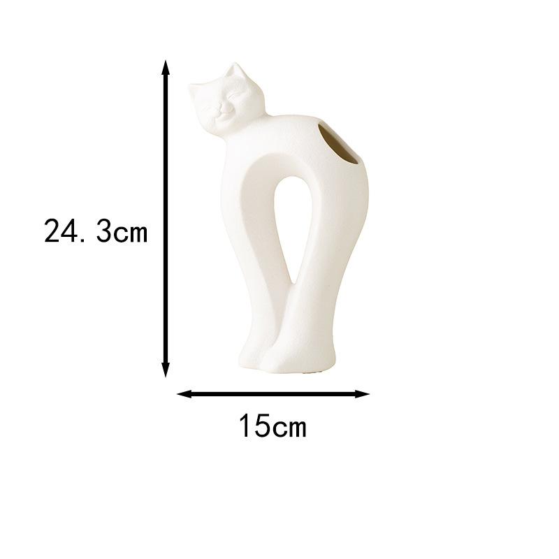 Křivá kočka Keramická váza Květináče Stolní dekorace Aranžování květin Roztomilé kotě Květinové vázy Estetická dekorace místnosti