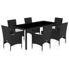 VidaXL Ensemble à manger de jardin et coussins 7 pcs noir rotin acacia 3278541