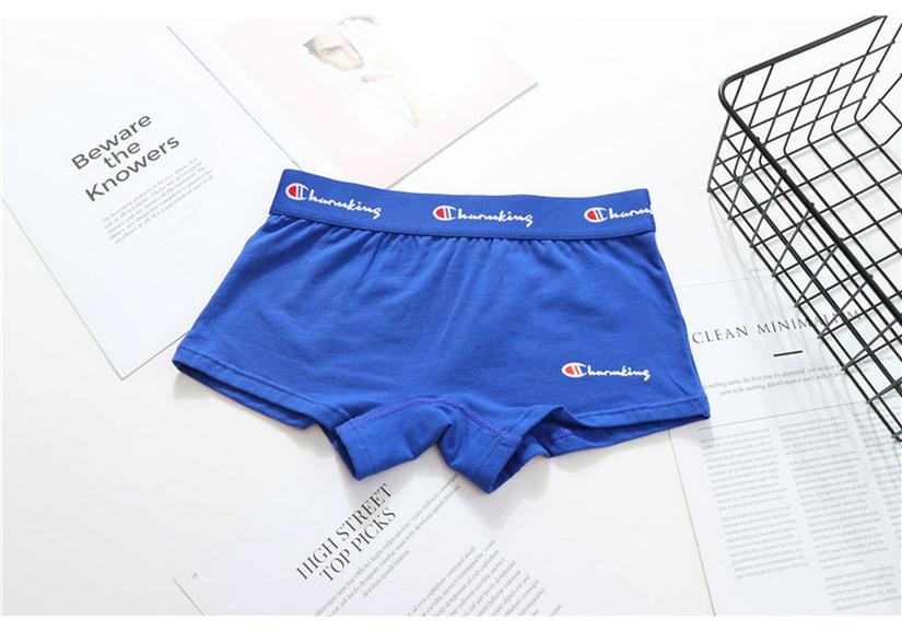 Women's Pure Cotton Breathable Antibacterial Triangle Briefs with Wide Waistband, Boyshorts, and Trendy Letter Design.