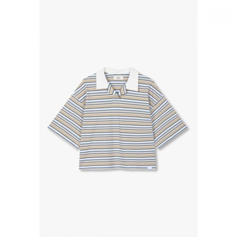 

STudio Tomboy MulTi STripe Collar T shirT 9176222986 beige/OS