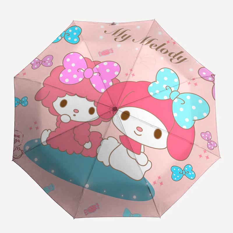 1pc My Melody Automatic Opening/Closing Umbrella with Portable Tri-Fold Design, 8-Bone Iron Frame, Outdoor, Gift for Fans, Travelers, Everyday Use, Pe