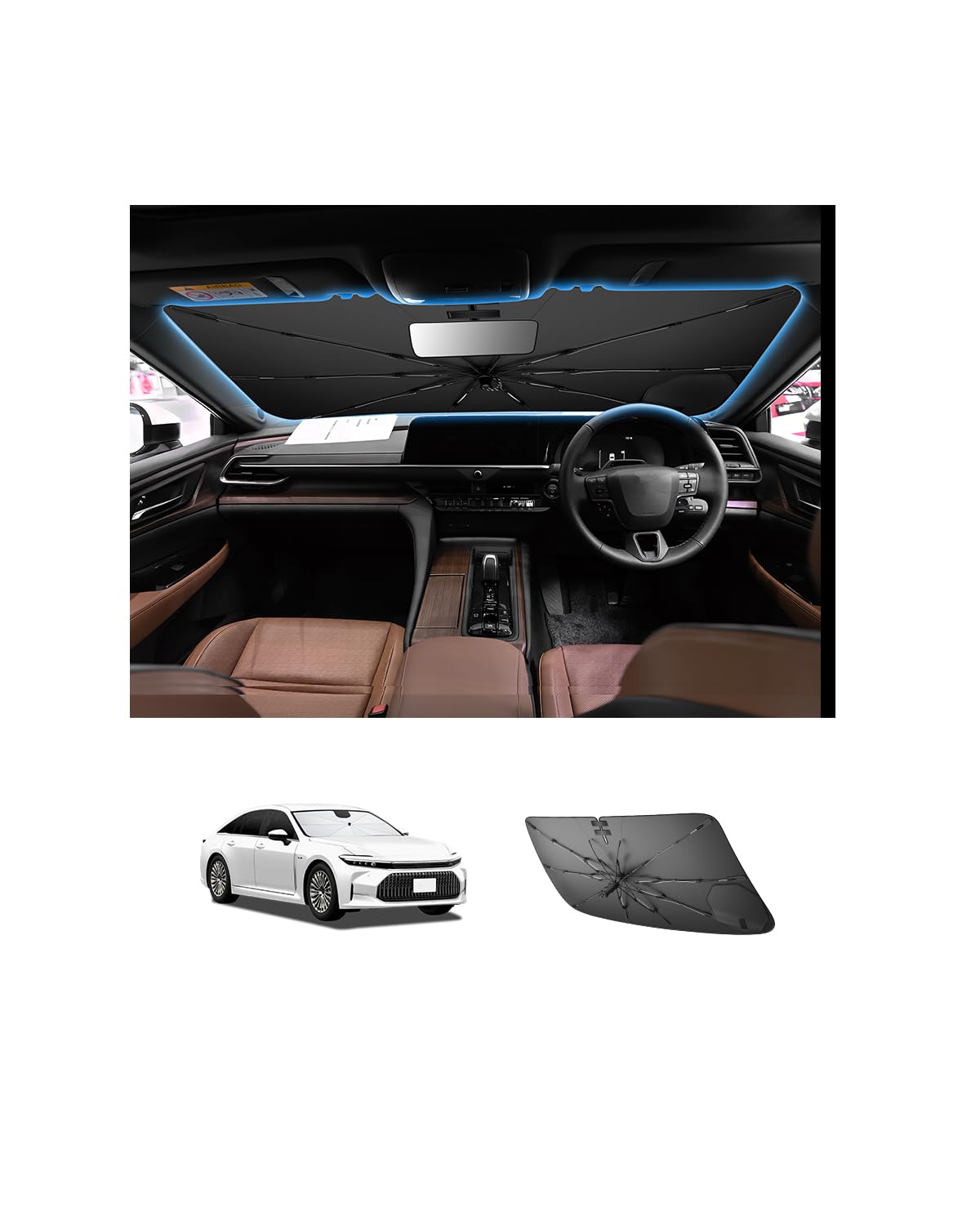 

SHAOHAO New Toyota Crown Sedan Sunshade AZSH32 KZSM30 16th Generation Front Umbrella Type Dedicated Crown Shade Light Blocking Heat Insulation UV Cut