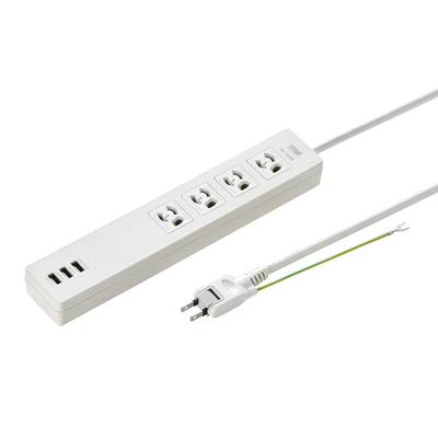 USB Charging Power Strip, 3-Pin, 4-Outlet, 3 USB A Ports (3A Total Output), Magnetic Backing, 2m, TAP-F37U-2