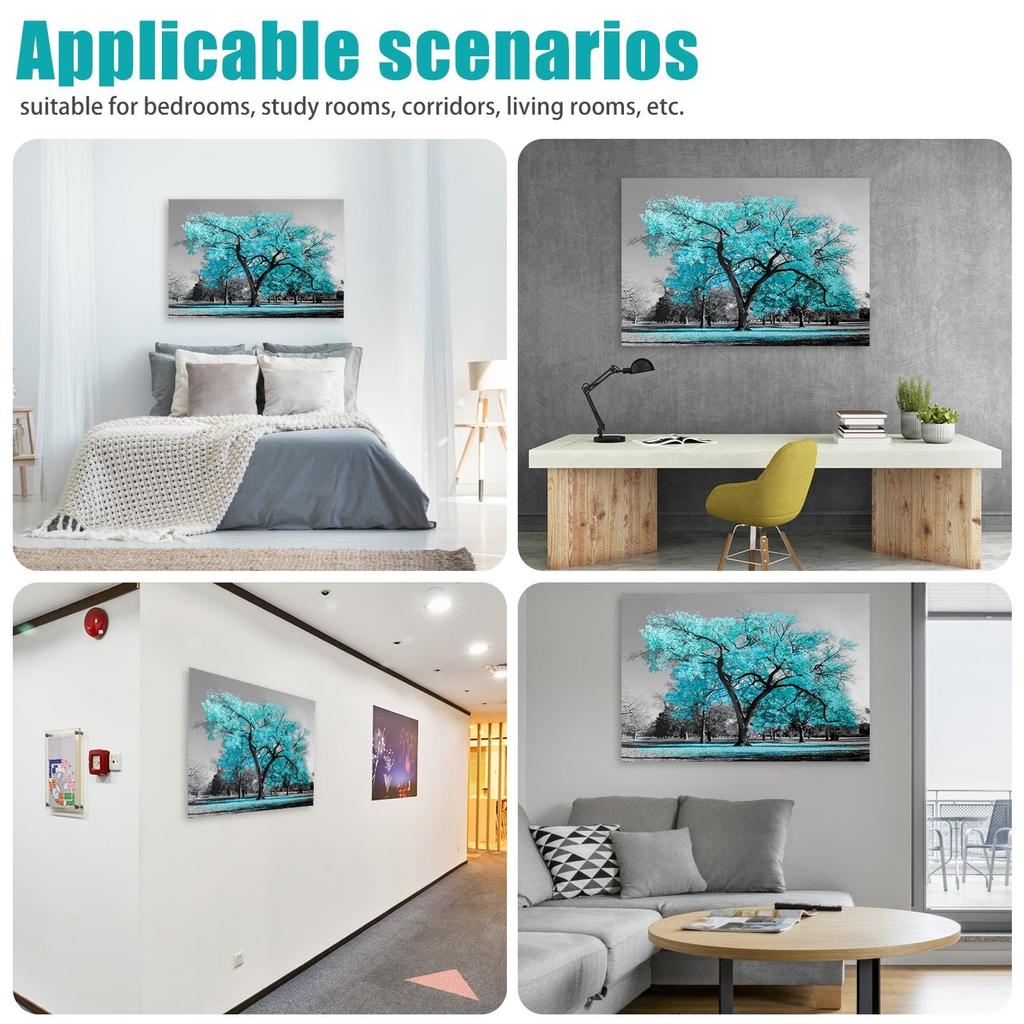 Großer Baum, blaugrüne Blätter, Leinwandgemälde, Wandkunst, Bilddruck, Heimdekoration für Wohnzimmer, Schlafzimmer, ungerahmt