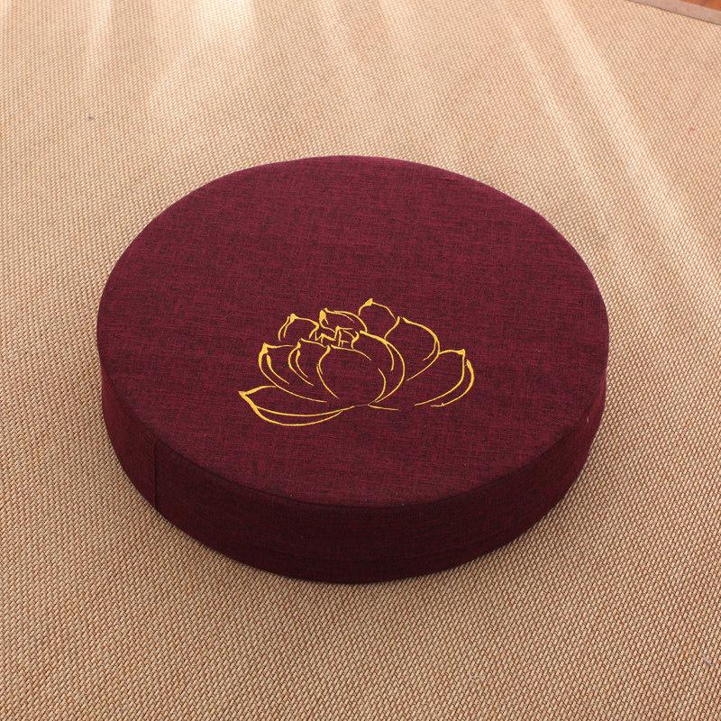 Thick Washable Japanese Zen Meditation Cushion - Round Tatami Linen Seat for Home and Balcony