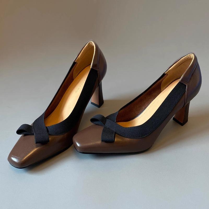 

Sturdy and Lightweight High-heeled Women s Retro Square-toe Versatile Basic Shoes 40