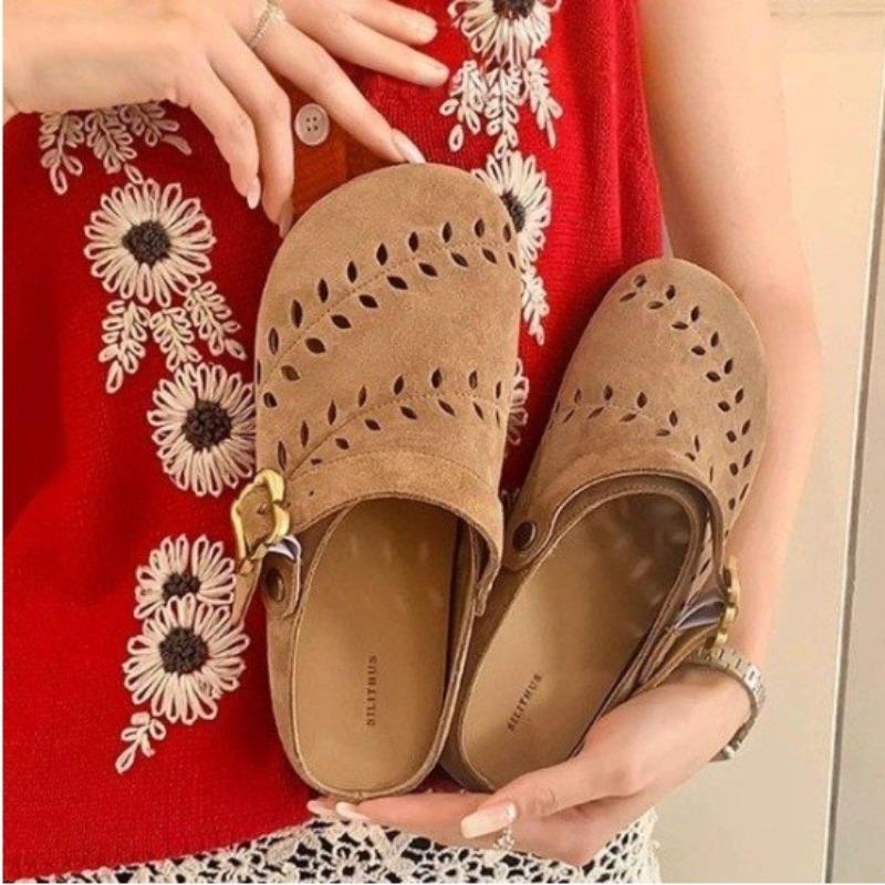 Fashion New Style Women Suede Clogs Slipper Soft Insole Sandals with Arch Support Shoes Outdoor Beach Suede Clogs Slippers Women Sandals