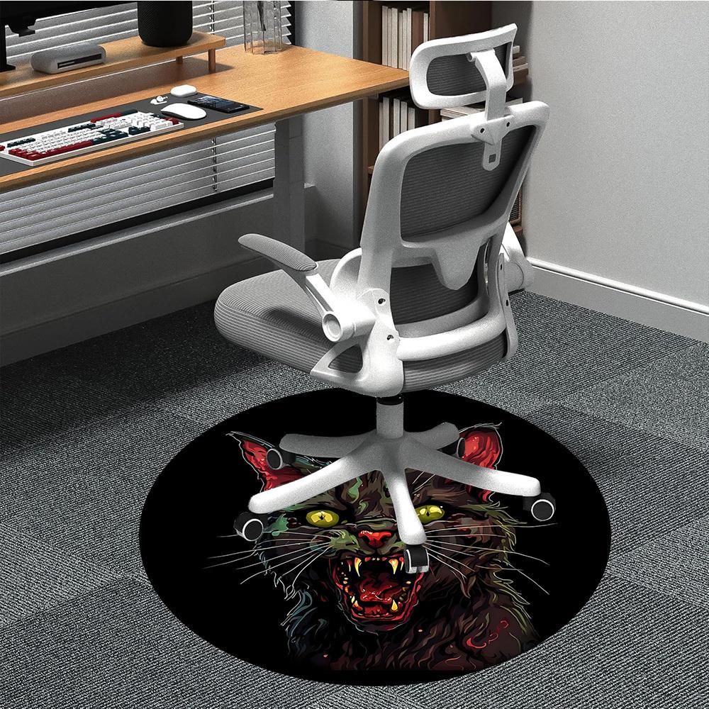 

1pc Zombie Cat Office Round Area Rug, Under Office Chairs Bedroom Living Room Home Decor, Room Deco, Available in Various Sizes 80cm