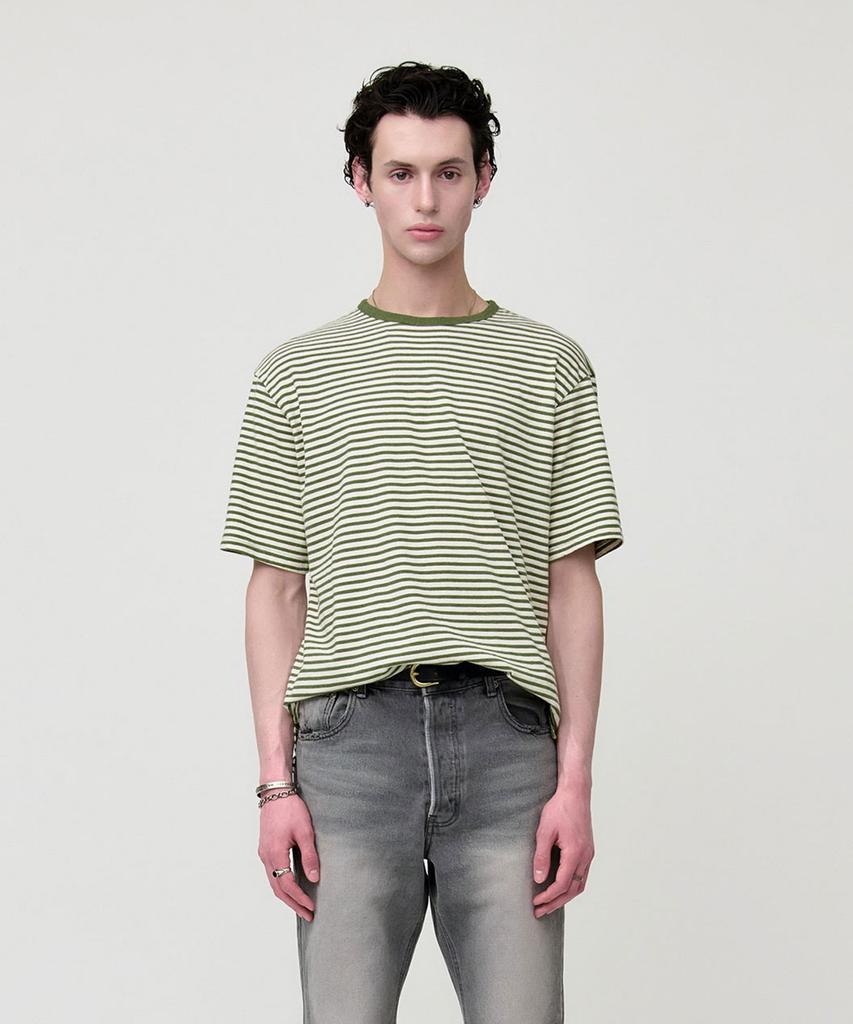 MEN IN JUNGLE Allez Striped T-Shirt - Olive