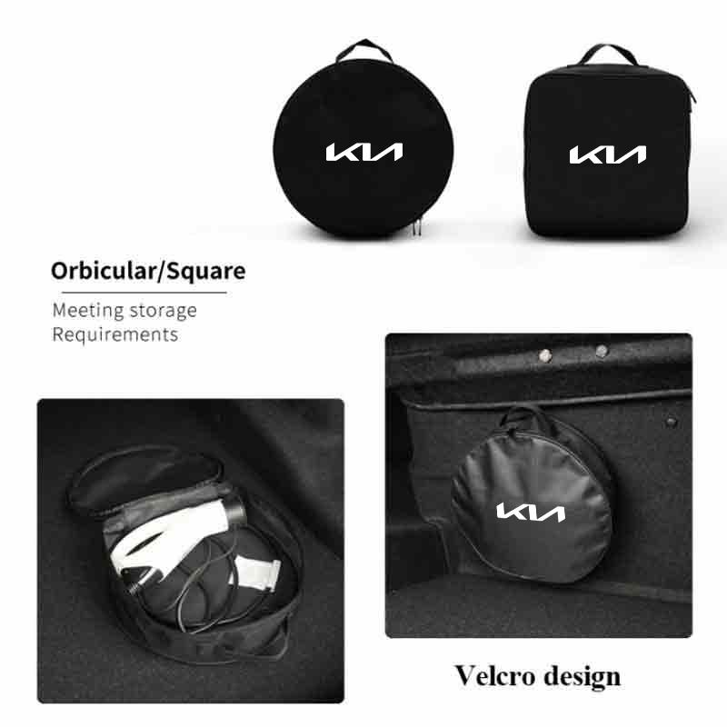 Car Charging Gun Storage Bag Trunk Cable Tools Pouch Interior For KIA Ceed Sportage Rio K5 Optima Cerato Proceed Venga Sedona YB1